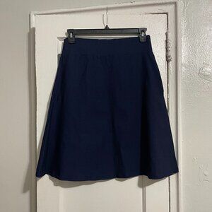 Chi Chi Skirt Womens Large Navy Blue A-Line Elastic Waist Solid Knee Length New